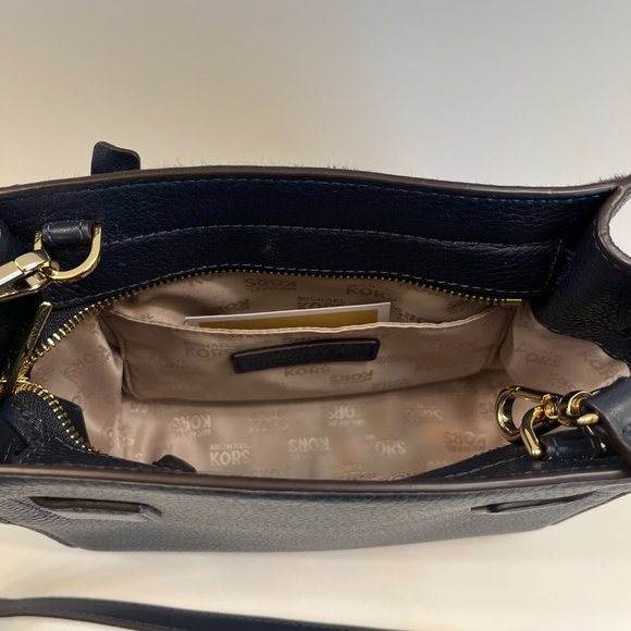 Michael Kors - Navy Leather & Faux Fur - Vintage Small Satchel / Crossbody Bag - Picture 11 of 11